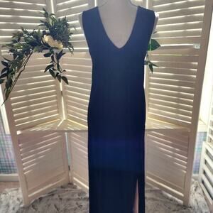 DONNA KARAN NEW YORK TAUPE/BLACK SLIT SIDE DRESS SIZE MED/LG